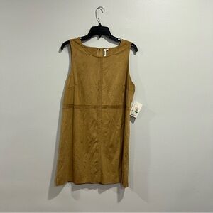 Kensie Tan Suede Sleeveless Boxy Short Mini Women's Dress Size Large